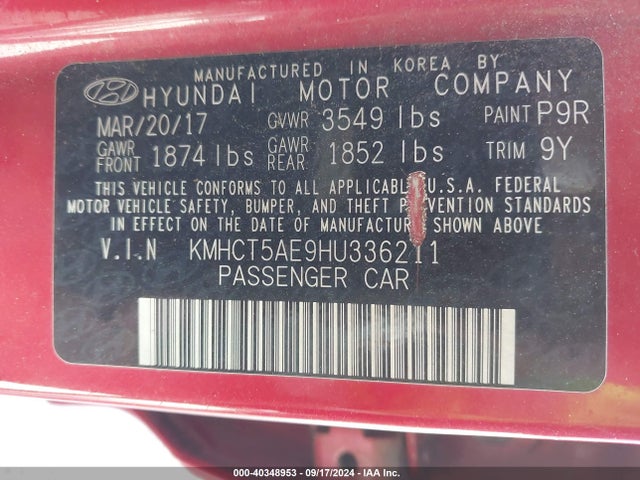 Hyundai ACCENT SE 2017 KMHCT5AE9HU336211 Image 9