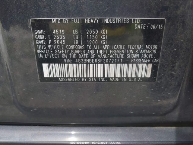 4S3BNBE68F3072171 Subaru Legacy 2.5i Premium