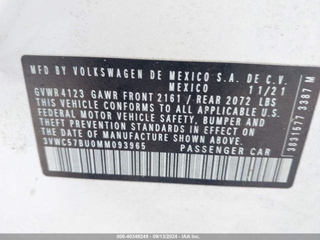 2021 VOLKSWAGEN JETTA 3VWC57BU0MM093965 Photo 8
