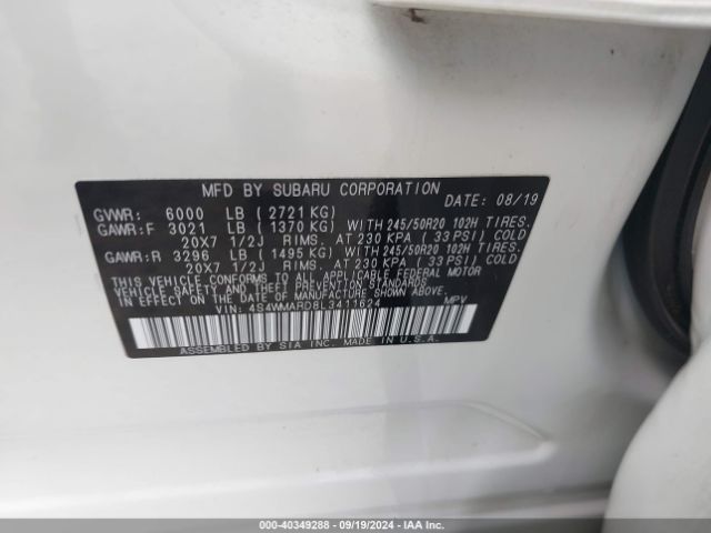 4S4WMARD8L3411624 Subaru Ascent Touring