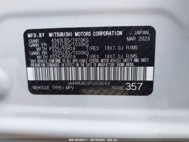 2023 MITSUBISHI OUTLANDER SPORT JA4ARUAU3PU009243 Photo 8
