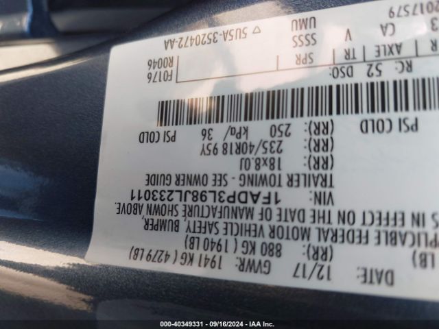 1FADP3L98JL233011 Ford FOCUS ST
