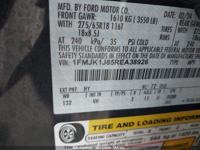 Ford Expedition Xlt Max 2024 1FMJK1J85REA38926 Image 9