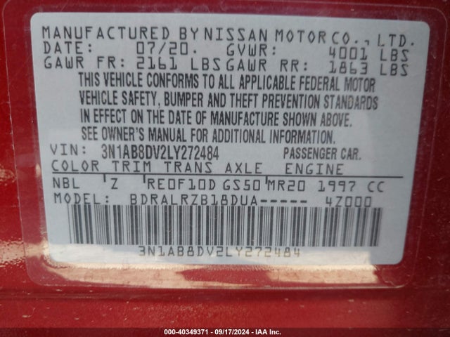 Nissan Sentra Sr Xtronic Cvt 2020 3N1AB8DV2LY272484 Image 9