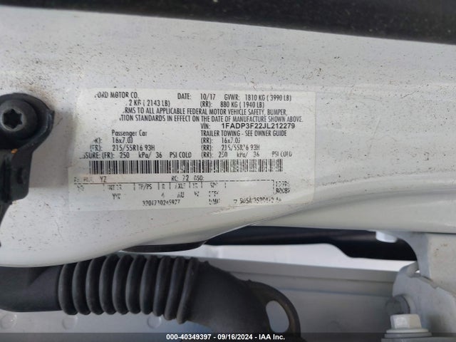 1FADP3F22JL212279 Ford FOCUS SE