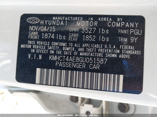 Hyundai ACCENT SE 2016 KMHCT4AE8GU051587 Image 9