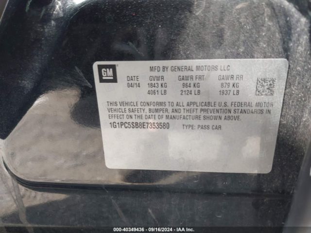 1G1PC5SB8E7353580 Chevrolet Cruze 1lt Auto