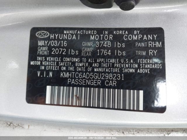 KMHTC6AD5GU298231 Hyundai Veloster