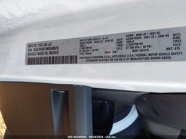 3C6LRVDG1ME548679 RAM Promaster 2500 High Roof 159 Wb