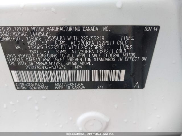 2T3YFREVXFW137672 Toyota Rav4 Limited