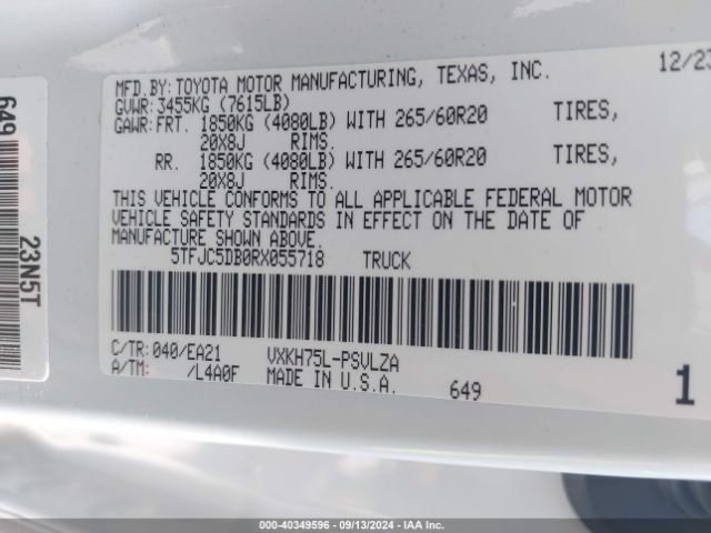 2024 TOYOTA TUNDRA HYBRID 5TFJC5DB0RX055718 Photo 8