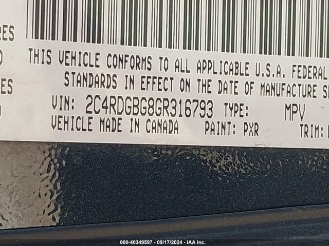 2C4RDGBG8GR316793 Dodge Grand Caravan American Value Pkg