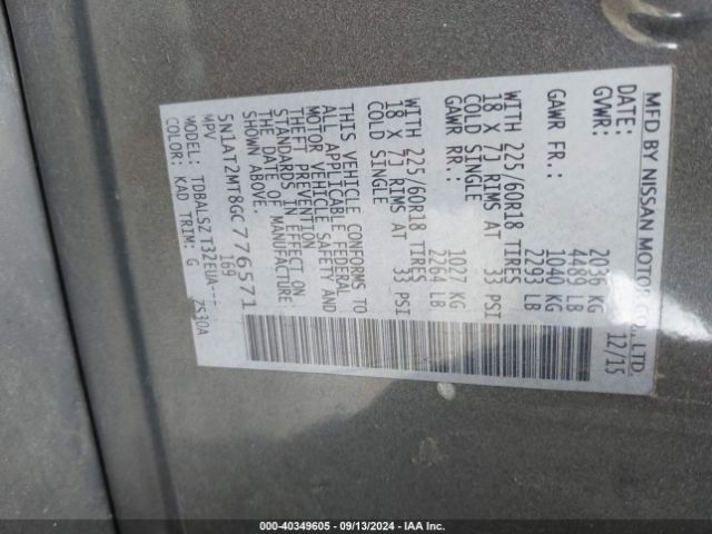 5N1AT2MT8GC776571 Nissan Rogue Sl