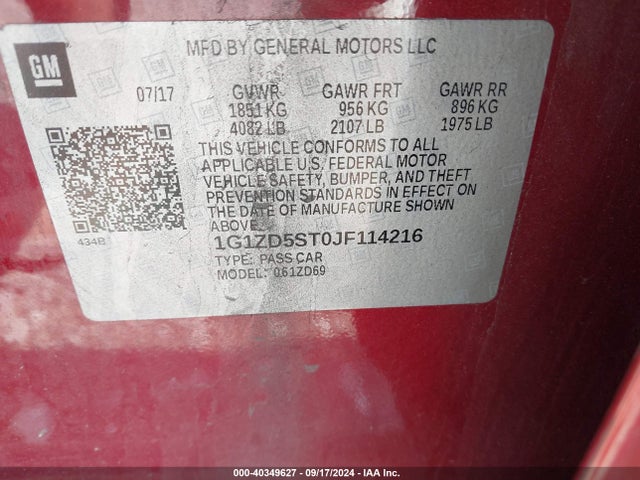 Chevrolet MALIBU LT 2018 1G1ZD5ST0JF114216 Image 9