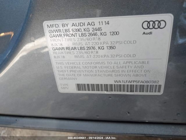 WA1LFAFP5FA080382 Audi Q5 2.0t Premium