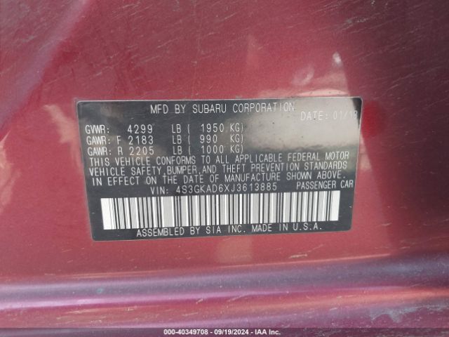 4S3GKAD6XJ3613885 Subaru Impreza 2.0i Premium
