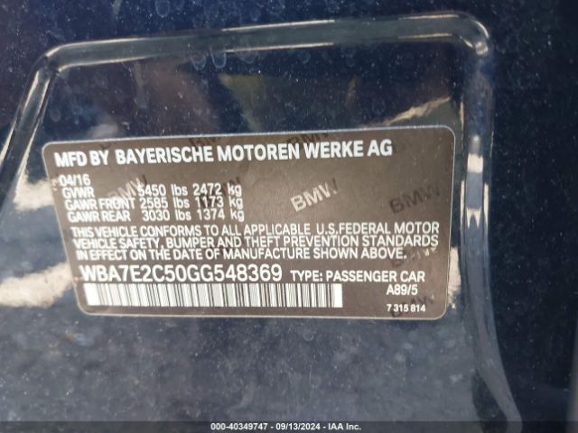 WBA7E2C50GG548369 BMW 740I