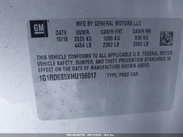 1G1RD6S5XHU156017 Chevrolet Volt Premier