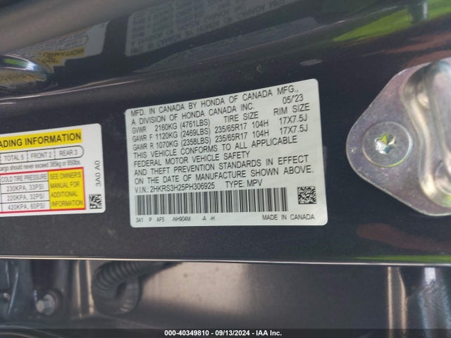 Honda Cr-v Lx 2wd 2023 2HKRS3H25PH306925 Image 9