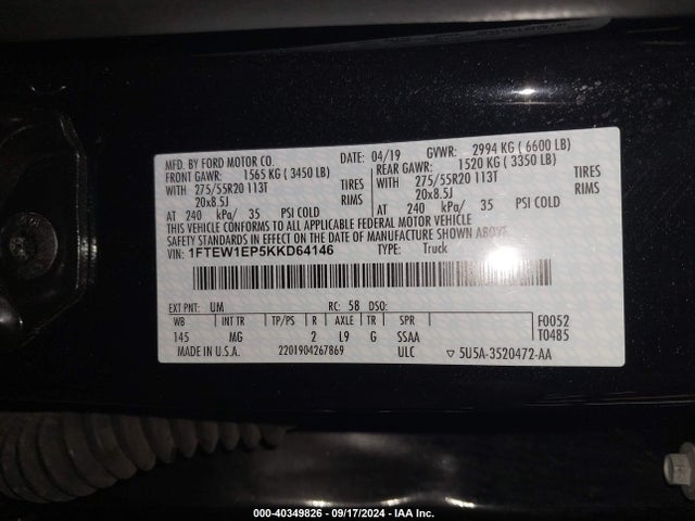 Ford F-150 Xlt 2019 1FTEW1EP5KKD64146 Image 9
