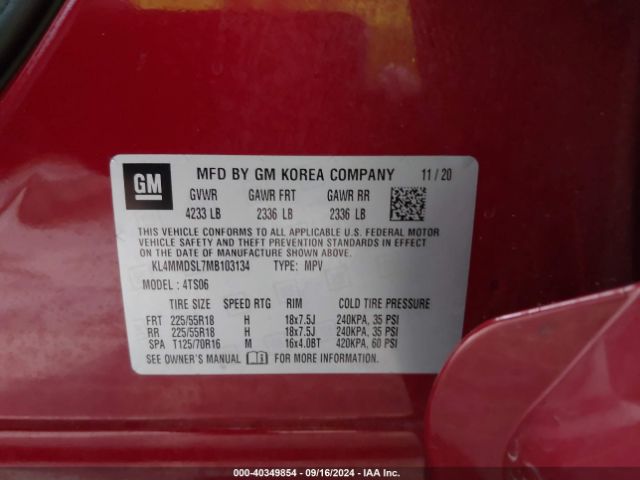 KL4MMDSL7MB103134 Buick Encore Gx Fwd Select