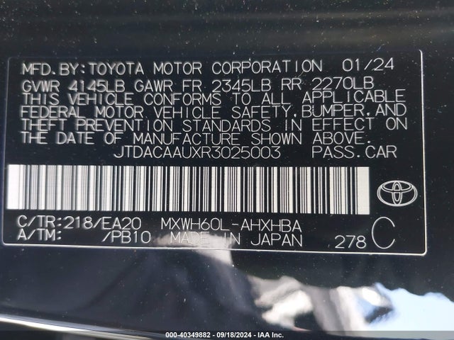 Toyota Prius Limited 2024 JTDACAAUXR3025003 Image 9