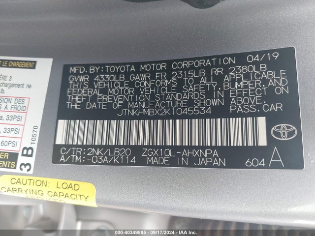 Toyota C-hr Limited 2019 JTNKHMBX2K1045534 Image 9
