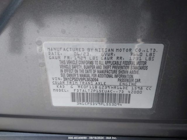 3N1CP5DV9PL553094 Nissan Kicks Sr Xtronic Cvt
