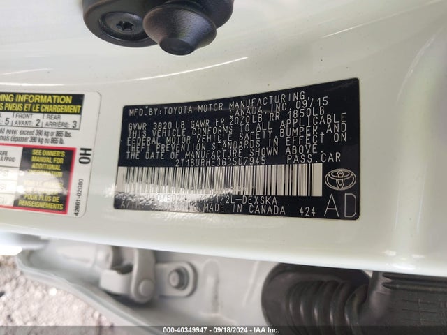 Toyota Corolla S W/special Edition Pkg 2016 2T1BURHE3GC507945 Image 9