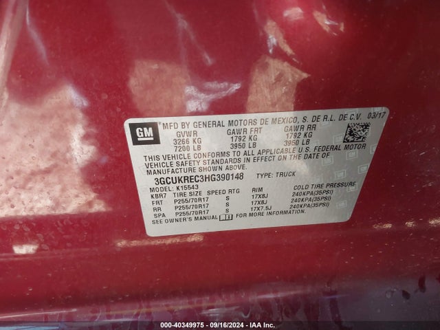 Chevrolet Silverado 1500 1lt 2017 3GCUKREC3HG390148 Image 9