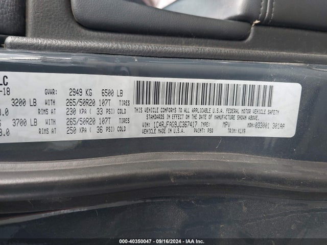 1C4RJFAG9JC367417 Jeep Grand Cherokee Altitude 4x4