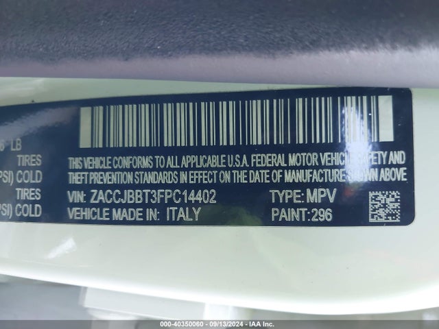 Jeep Renegade Latitude 2015 ZACCJBBT3FPC14402 Image 9