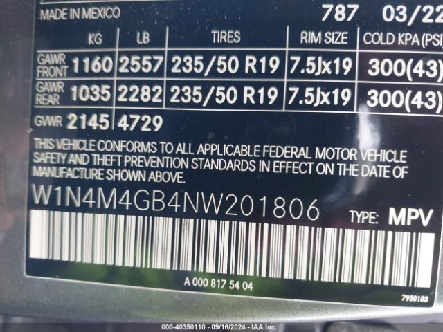 W1N4M4GB4NW201806 Mercedes-Benz GLB 250