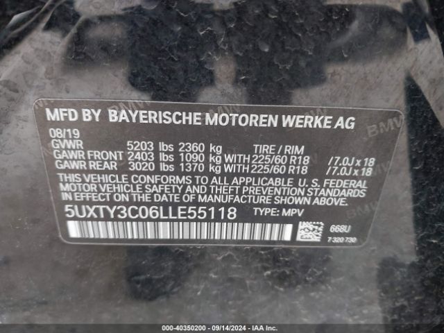 5UXTY3C06LLE55118 BMW X3 Sdrive30i