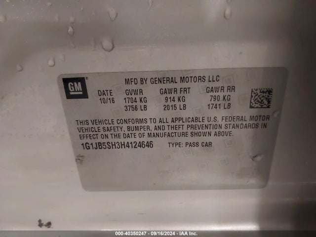 Chevrolet Sonic Ls Auto 2017 1G1JB5SH3H4124646 Image 9