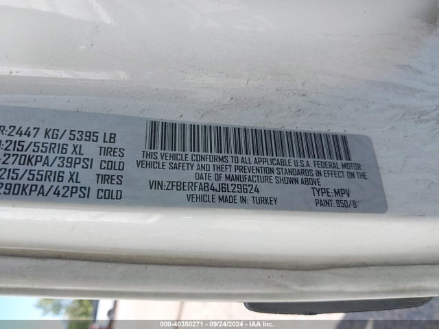 ZFBERFAB4J6L29624 RAM Promaster City Tradesman