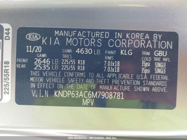 KNDP63AC6M7908781 KIA SPORTAGE S