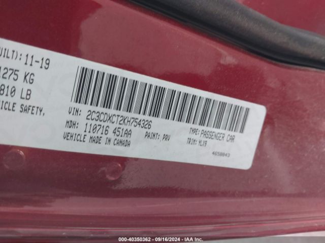 2C3CDXCT2KH754326 Dodge Charger R/t Rwd