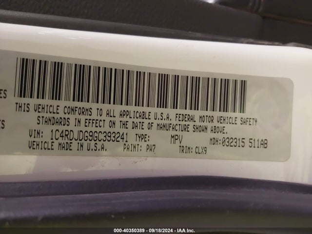 1C4RDJDG9GC393241 Dodge DURANGO LIMITED