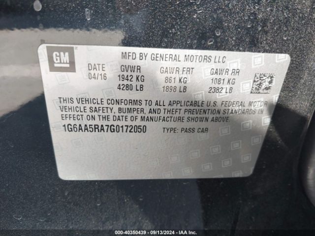 1G6AA5RA7G0172050 Cadillac Ats Standard