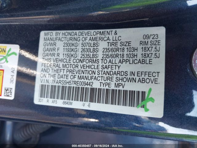 7FARS5H57RE009442 Honda Cr-v Hybrid Sport