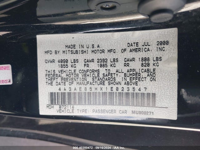 2001 MITSUBISHI ECLIPSE SPYDER 4A3AE85HX1E023547 Photo 8