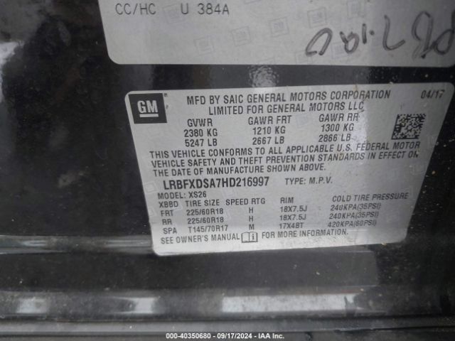 LRBFXDSA7HD216997 Buick Envision Essence