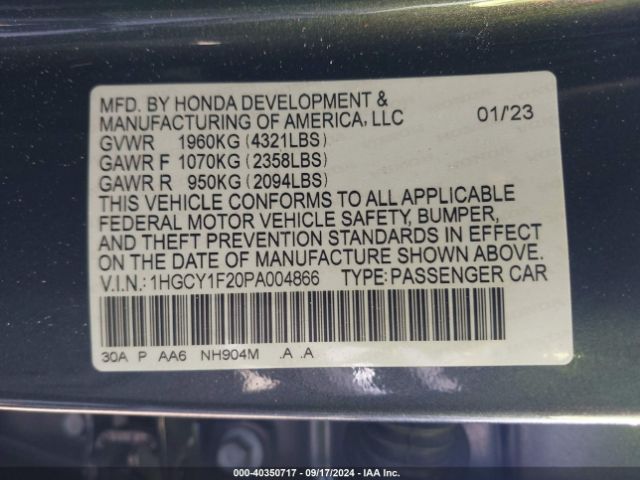 1HGCY1F20PA004866 Honda ACCORD LX