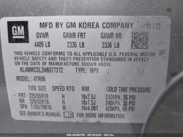 KL4MMCSL3NB077272 Buick Encore Gx Awd Preferred