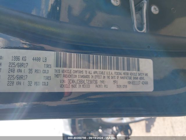 3C4NJCBBXLT230736 Jeep Compass Latitude Fwd