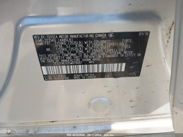 Toyota RAV4 LE 2014 2T3ZFREV2EW078667 Image 9