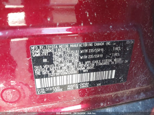 Toyota Rav4 Limited 2024 2T3Y1RFVXRW326680 Image 9