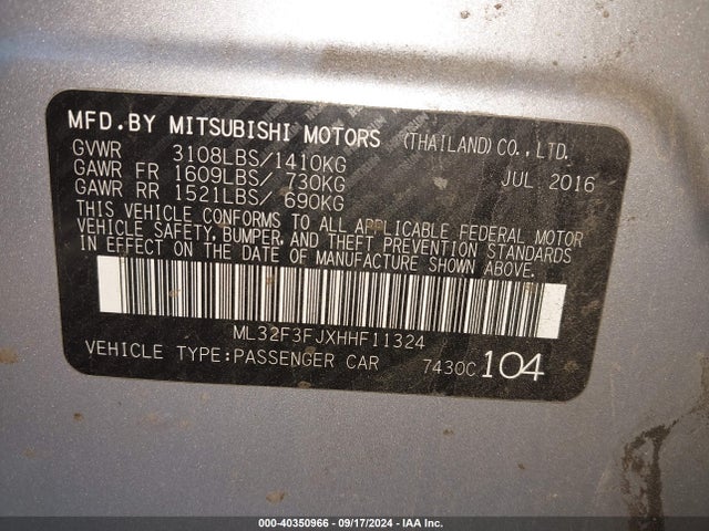 2017 MITSUBISHI MIRAGE G4 ML32F3FJXHHF11324 Photo 8