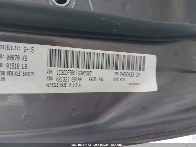 Продажа на аукционе авто 2015 Dodge Dart Sxt, vin: 1C3CDFBB1FD307587, номер лота: 40351173